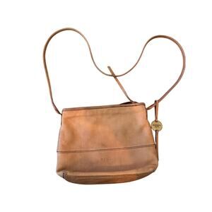 Margot New York Women's Brown Genuine Leather Zip Top Crossbody Bag